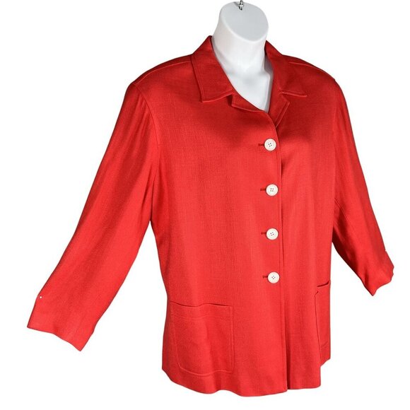 Susan Bristol NWT Womens 16W Red Button Down Blazer Jacket Pockets Career Office - Picture 5 of 16